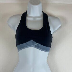 Beyond Yoga Black & Gray Cross-Band Sports Bra